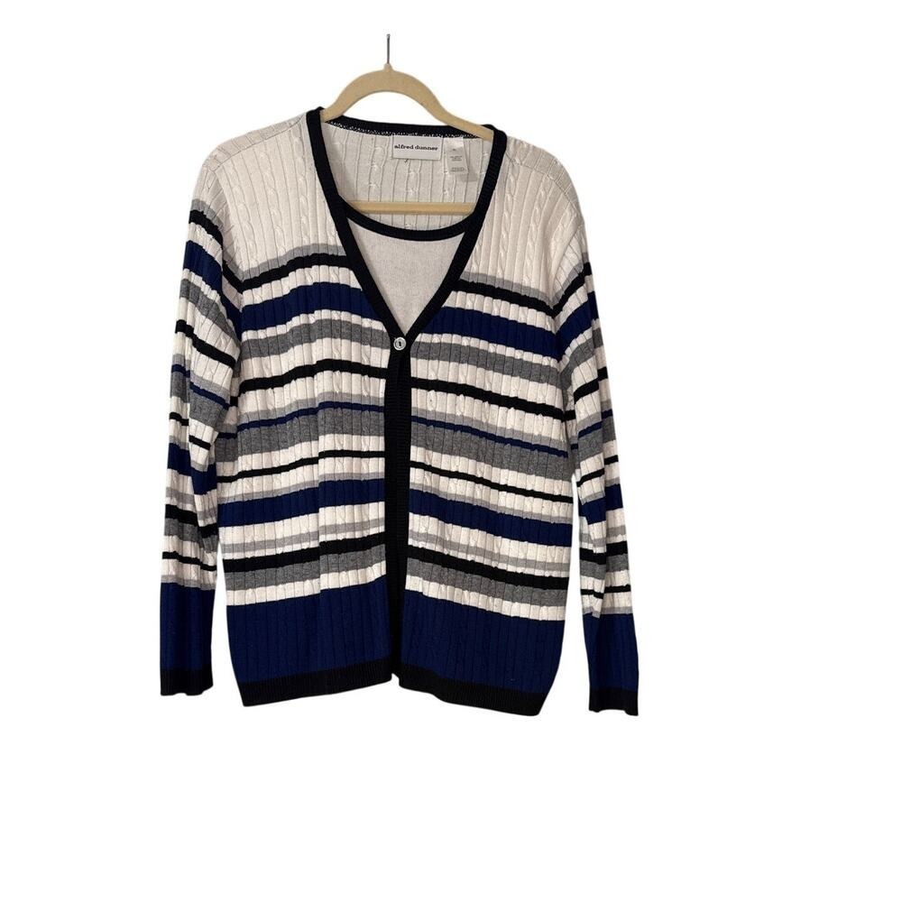 Alfred‎ Dunner Women's XL Black, Gray, and White Cardigan